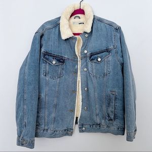 TOPSHOP - Moto Oversized Borg Jacket